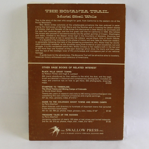 Vintage The Bonanza Trail by Muriel Sibell Wolle 1953 Paperback