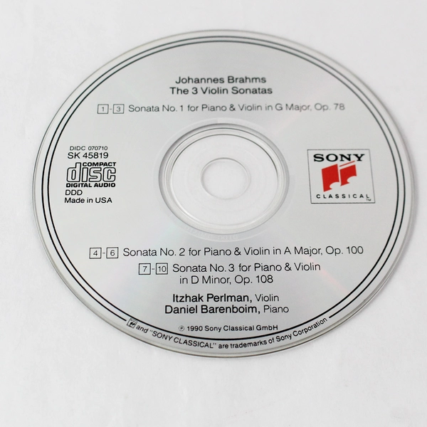 Itzhak Perlman Brahms 3 Violin Sonatas 1990 CD Sony Classical - Good Condition