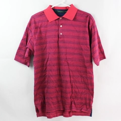 Bobby Jones Men's Medium Red Blue Striped Cotton Polo Shirt - Good Condition