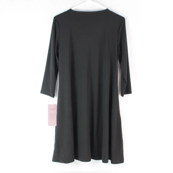 Nina Leonard Miracle Matte Jersey Black Shift Dress Women's Size S, NWT