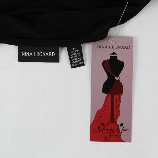Nina Leonard Miracle Matte Jersey Black Shift Dress Women's Size S, NWT