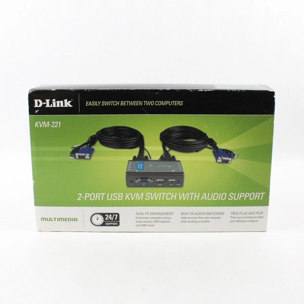 D-Link KVM-221 2-Port USB KVM Switch with Audio Support