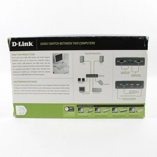 D-Link KVM-221 2-Port USB KVM Switch with Audio Support