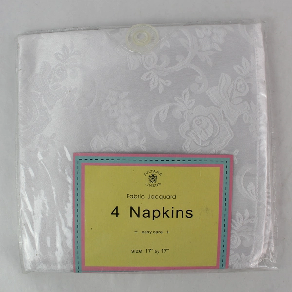 Set of 4 Sultan's Linens Jacquard Napkins 17"x17" Elegant Dining Decor