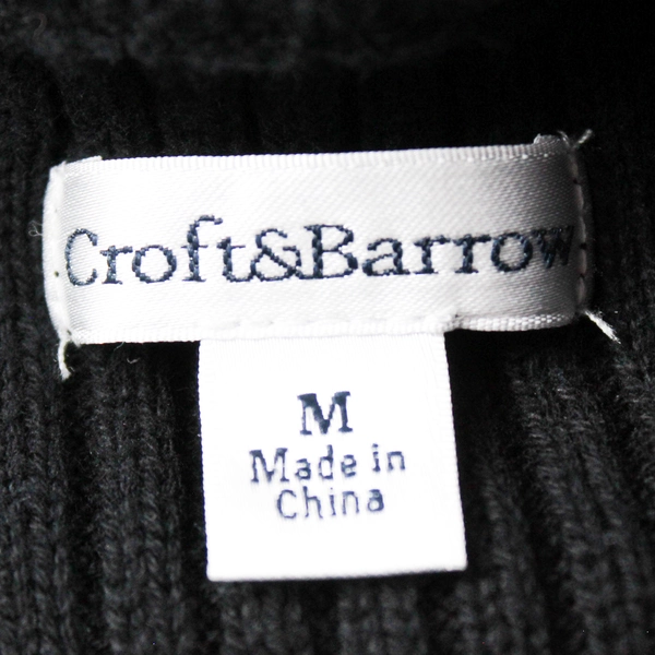 Croft & Barrow Black Zip-Up Jacket with White Polka Dots Women's Medium