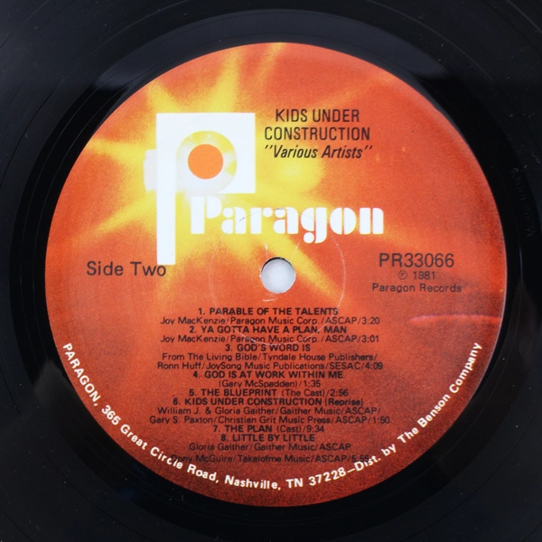 Vintage Paragon Records Kids Under Construction 1980 12" Vinyl - Pre-owned
