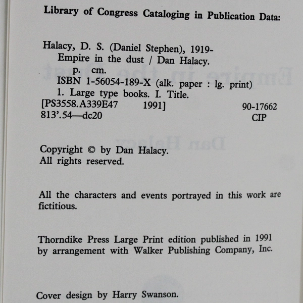 Large Print Edition Empire in the Dust by Dan Halacy 1991 Hardcover