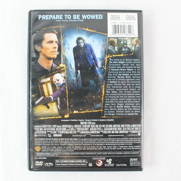 The Dark Knight DVD 2008 Widescreen Christian Bale Heath Ledger - Good Condition