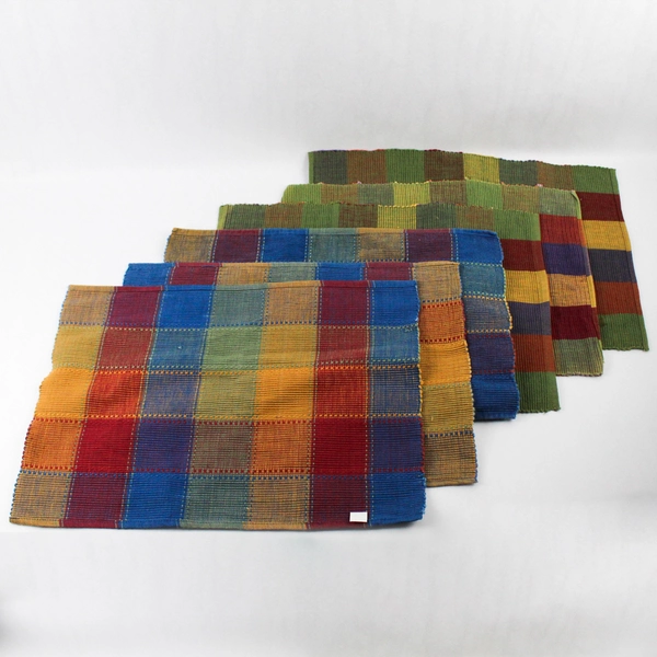 Lot of 6 Multicolor Gingham Placemats for DIY Fabric Cutters
