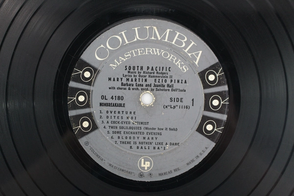 Vintage Columbia Masterworks South Pacific Original Broadway Cast 12" Vinyl