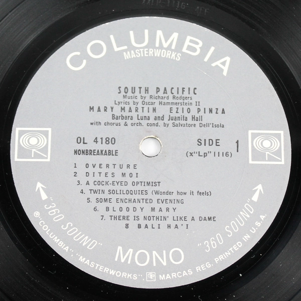 Vintage Columbia Masterworks South Pacific By Original Broadway Cast 12"