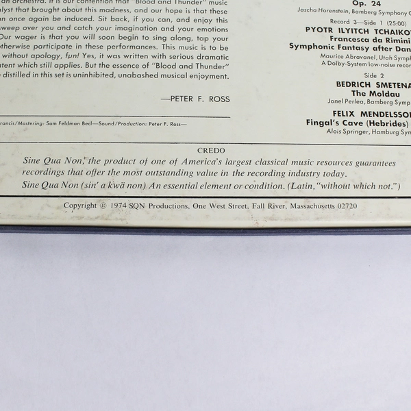 VTG Sine Qua Non Blood And Thunder Vinyl Record Set SQN-137/3 Romantic Era