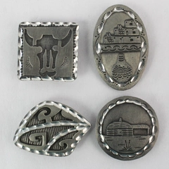 Vintage Set of 4 Silver-Toned Southwestern Style Button Covers