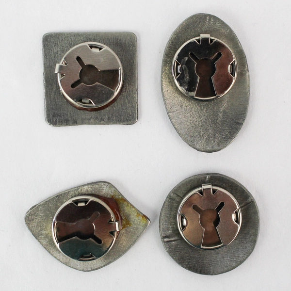 Vintage Set of 4 Silver-Toned Southwestern Style Button Covers