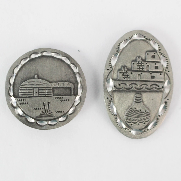 Vintage Set of 4 Silver-Toned Southwestern Style Button Covers