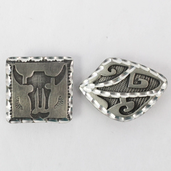 Vintage Set of 4 Silver-Toned Southwestern Style Button Covers