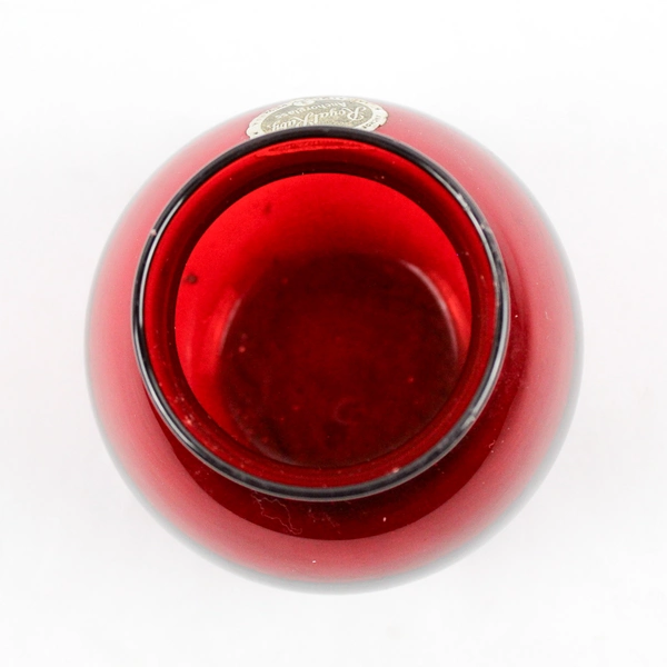 Vintage Anchor Hocking Royal Ruby Round Ivy Ball Vase 4"