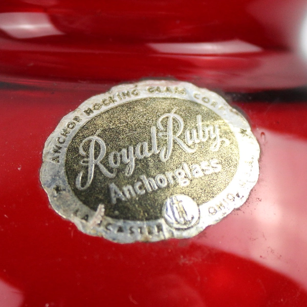 Vintage Anchor Hocking Royal Ruby Round Ivy Ball Vase 4"