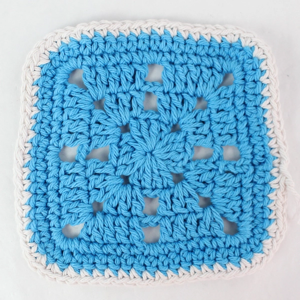 Lot of 2 Handmade Crochet 6" Blue & Green Granny Squares for DIY Crafting