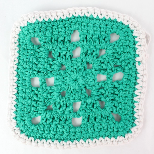Lot of 2 Handmade Crochet 6" Blue & Green Granny Squares for DIY Crafting