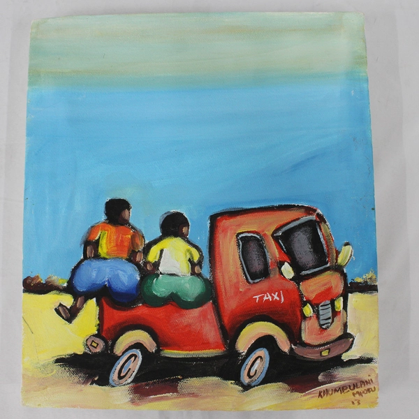 Original Taxi Painting On Canvas by Ahumbulani Mpofu Of Zimbabwe