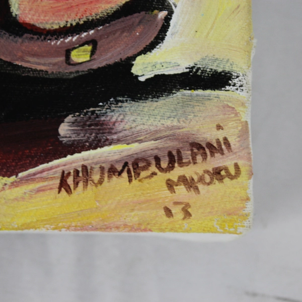 Original Taxi Painting On Canvas by Ahumbulani Mpofu Of Zimbabwe