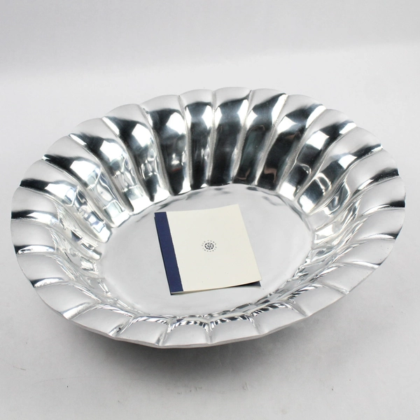 Old Town Imports Pewter Scalloped Oval Serving Bowl #392379 Mexican Made