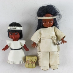 2 Vintage Native American Indian Dolls 4 and 6 Inch Souvenir Oregon
