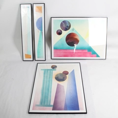 Framed Albert Van Kleeck Monolith #2 Distant Civilizations 1989 Polyptych Art