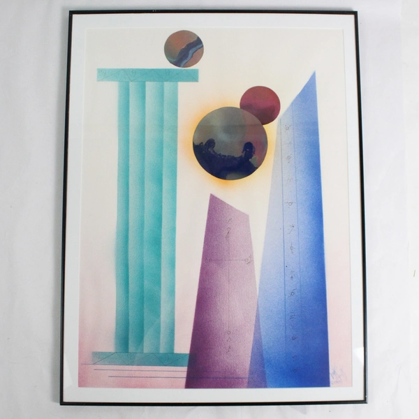 Framed Albert Van Kleeck Monolith #2 Distant Civilizations 1989 Polyptych Art