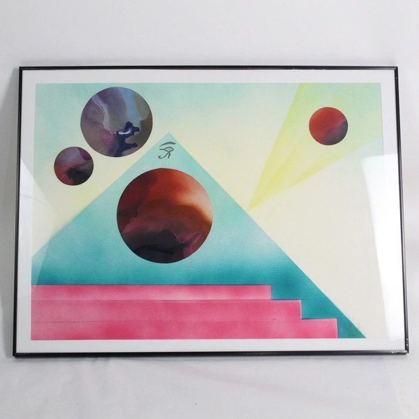 Framed Albert Van Kleeck Monolith #2 Distant Civilizations 1989 Polyptych Art