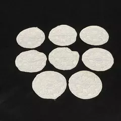 8 Vintage White Handmade Coasters Linen Back Needlework Top