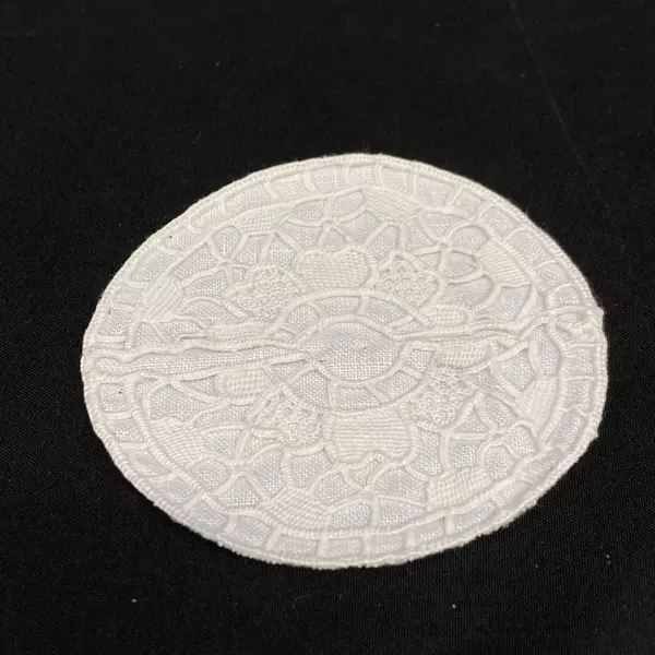8 Vintage White Handmade Coasters Linen Back Needlework Top