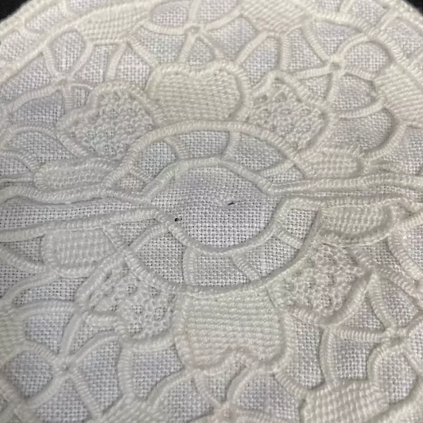 8 Vintage White Handmade Coasters Linen Back Needlework Top
