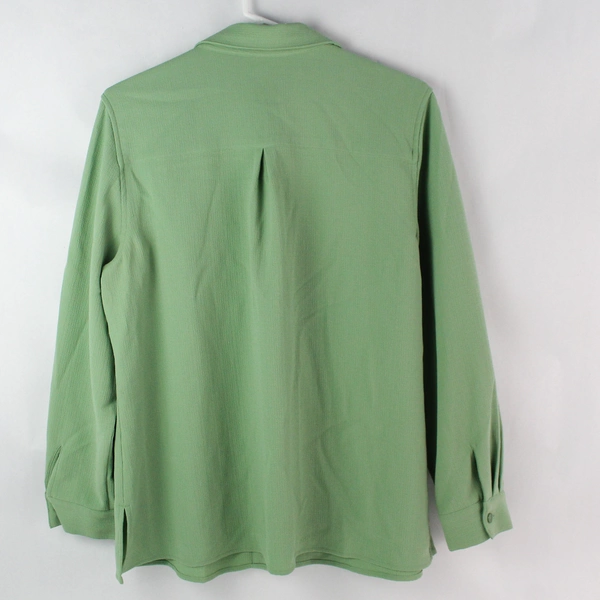 The Tog Shop Petites Long Sleeve Button-Up Shirt Blouse Green Size PL Pre-Owned