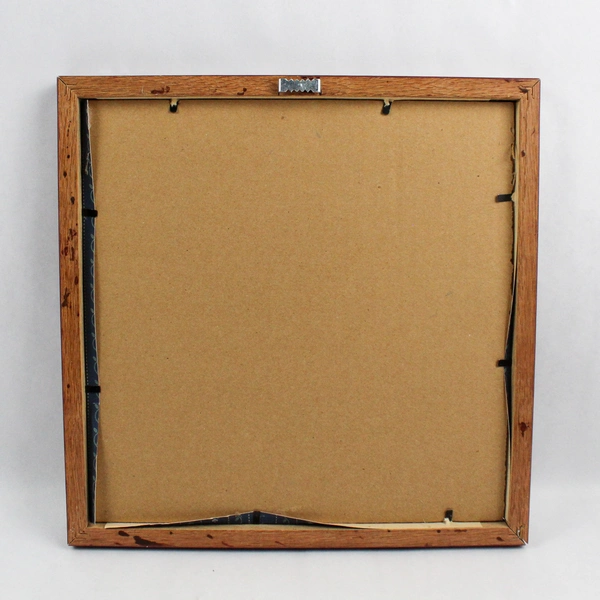 Framed and Matted Pink Blue and White Cross Stitch Square Wall Art