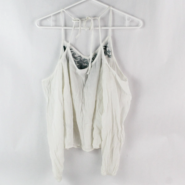 B.P. Cold Shoulder Blouse XS Floral Embroidered 3/4 Sleeve Lightweight Top