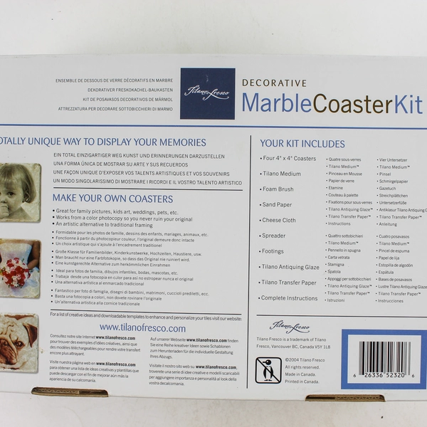 Tilano Fresco Arts Marble Coaster Kit Photo Transfer Coasters Open Box