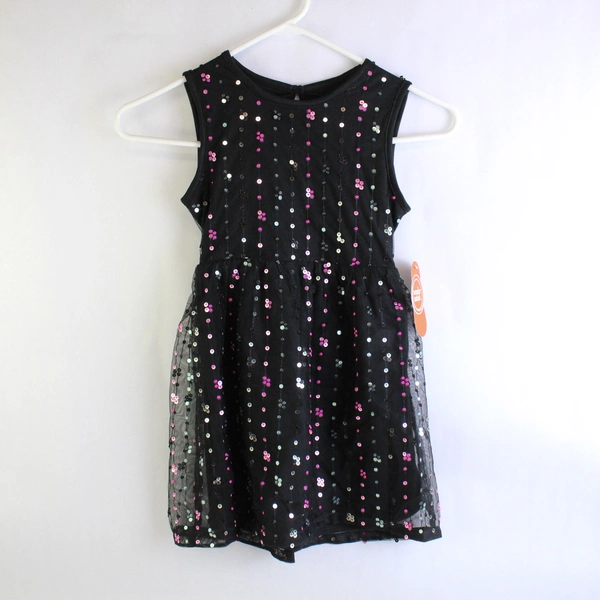 NWT Wonder Nation Black Sleeveless Scattered Sequin Dress Girl's XS 4-5