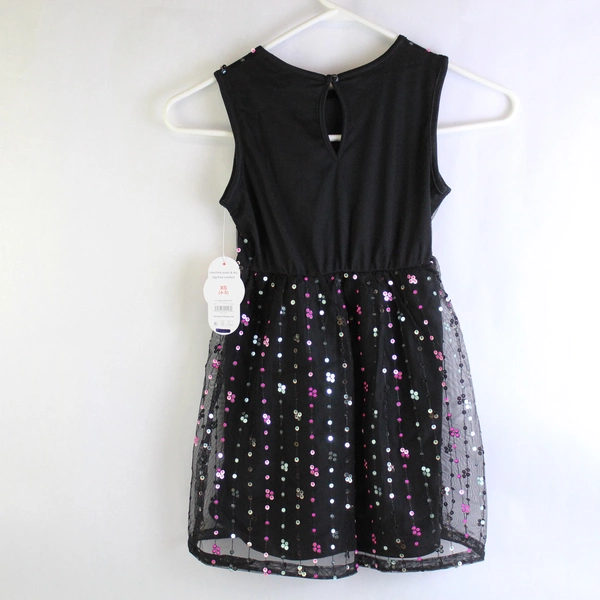 NWT Wonder Nation Black Sleeveless Scattered Sequin Dress Girl's XS 4-5