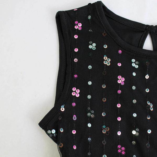 NWT Wonder Nation Black Sleeveless Scattered Sequin Dress Girl's XS 4-5