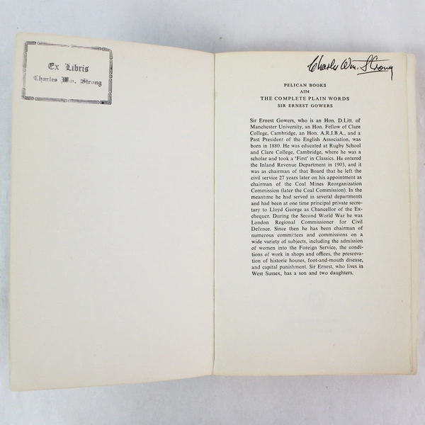 The Complete Plain Words by Sir Ernest Gowers Vintage 1964 Paperback Book
