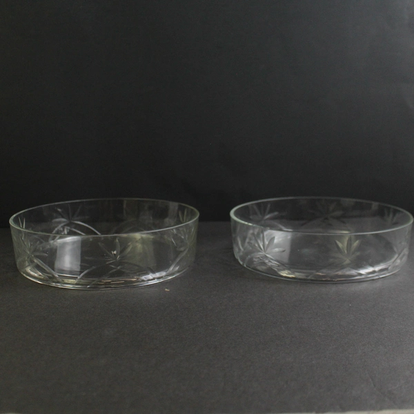 Lot Of 2 PartyLite Clear Cut Glass 3 Wick Holder Dish Bowl HB3200U