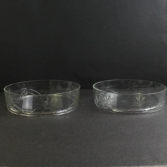Lot Of 2 PartyLite Clear Cut Glass 3 Wick Holder Dish Bowl HB3200U