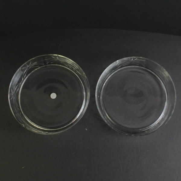 Lot Of 2 PartyLite Clear Cut Glass 3 Wick Holder Dish Bowl HB3200U