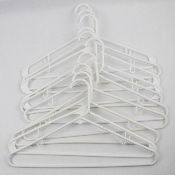 Lot of 10 Tubular White Hangers Standard Size for Closet Storage Organization