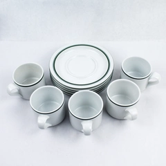 Lot of 5 Dansk Christianshavn Green Cup & Saucer Sets Pre-Owned Chips Stains