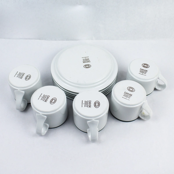 Lot of 5 Dansk Christianshavn Green Cup & Saucer Sets Pre-Owned Chips Stains