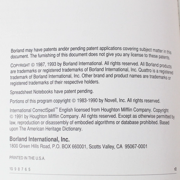 Borland Quattro Pro For Windows User's Guide Version 5.0 1991 Paperback