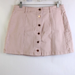 Forever 21 Dusty Pink Cotton Skirt Rose Gold-Tone Buttons Women's 31